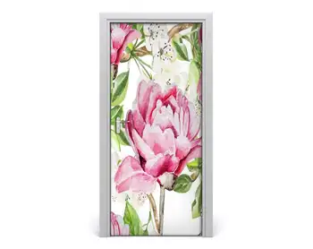 

Self Adhesive Waterproof Wallpaper 3D Pink Flowers Door Stickers Home Decor Renew PVC Mural Paper Print Art Picture For Bedroom