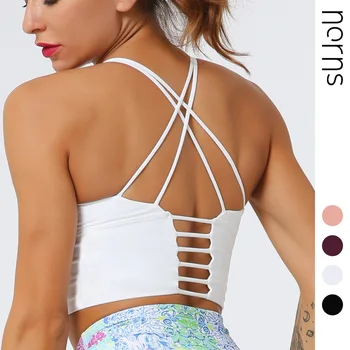 

Norns New Thin Shoulder Strap Cross Beautiful Back Sports Bra Shockproof Gathering Sports Yoga Fitness Bra