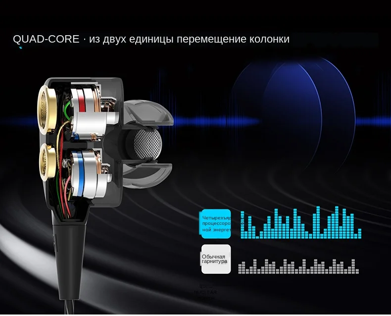 FBYEG Earphones Wired In-Ear Headset HIFI Sport Stereo Bass Earbuds 4 Speakers Earphone With Microphone for xiaomi -6