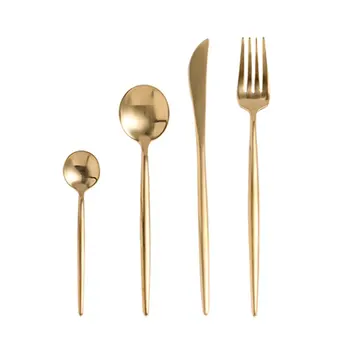 

2017 Stainless Steel Dinnerware Set Luxurious Cutlery Set Fork Knife Spoons Suit Steak Knife+Dinner Fork+Soup Spoon+Tea Spoon