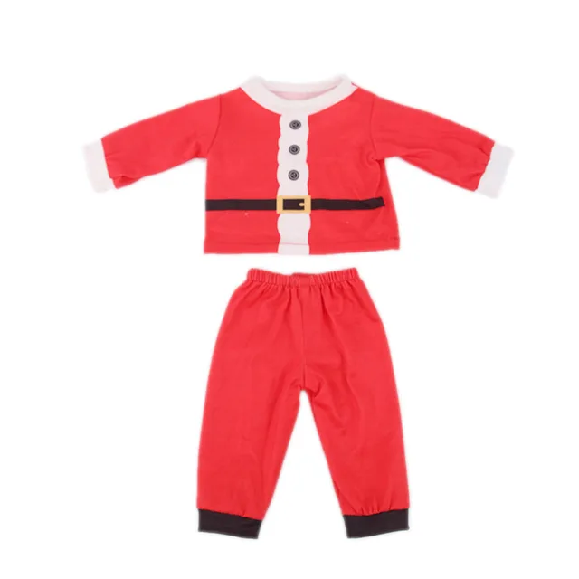 Christmas Doll Clothes Print Pajama Outfit Fit 43cm Reborn Baby Doll,18Inch  Girl American Doll Accessories Shoes,Generation Gift