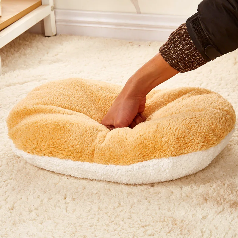 Removable Cat Sleeping Bag Sofas Mat Hamburger Dog House Short Plush Small Pet Bed Warm Puppy 4