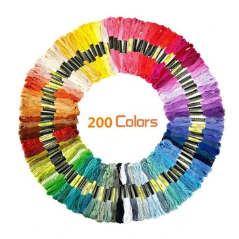 

200Pcs/Lot Multicolor Cross Stitch Threads Cotton Sewing Skeins Embroidery Thread Floss Skein Kit DIY Sewing Tool