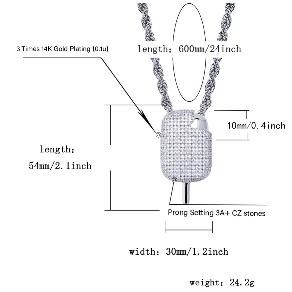 TOPGRILLZ новая подвеска «мороженое» ожерелье с 4 мм теннисная цепочка микро вымощенный Iced Out кубическое ожерелье с фианитами хип хоп рок ювелирные изделия