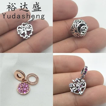

100% 925 Sterling Silver Openwork Sun Stars Moon Bead Heart Family Tree Pendant Fit Original Pandoras Charm