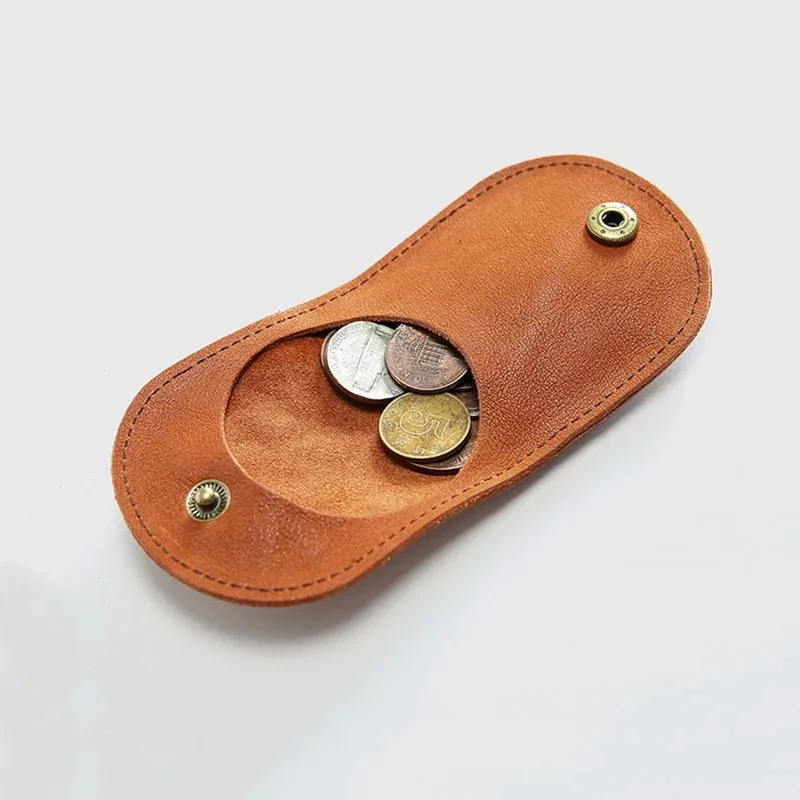 Women's Small Genuine Leather Coin Wallet Children Mini Purses Hasp Money Clip Clutch Hobo Bags Men Gift Pouch New Manual Craft