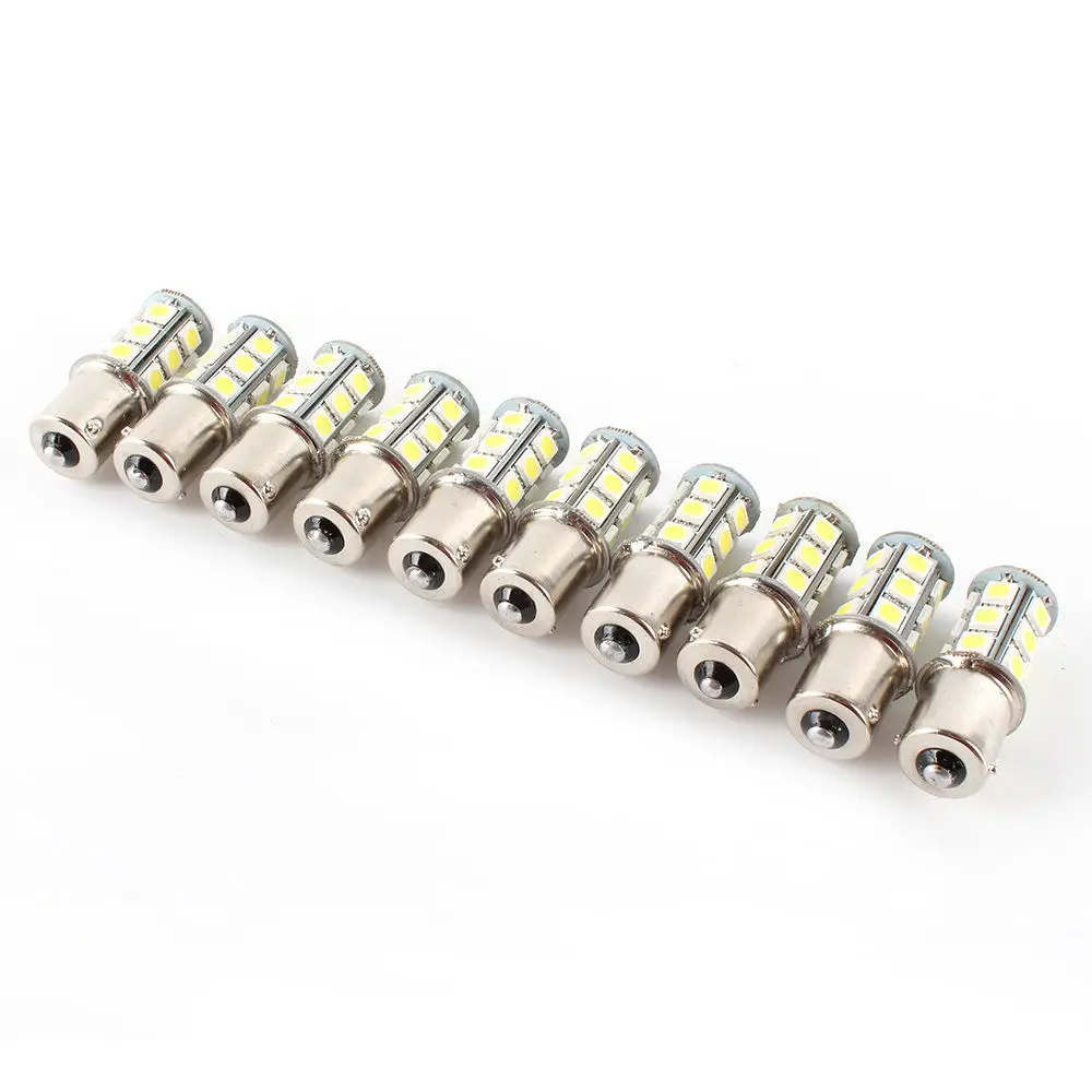 10 Pieces DC 12V Mini 1156 BA15S 18-SMD 5050 Car LED Bulbs Backup Lights for Car/Truck/Trailer/RV Ect