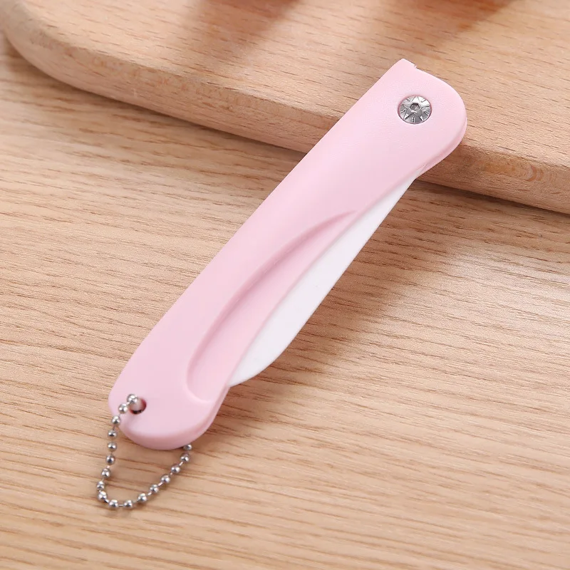 Керамический складной карманный нож Мини Портативный складной нож для резки фруктов практичное Походное снаряжение для путешествий ручные инструменты - Цвет: Pink