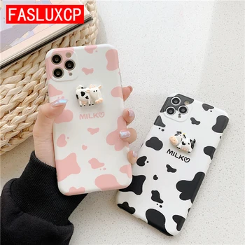 

Accurate Camera Protection 3D Cute Cow Phone Case for iPhone 11 Pro Max Soft Silicone Back Cover for iPhone 8 Plus 7 XR XS Max