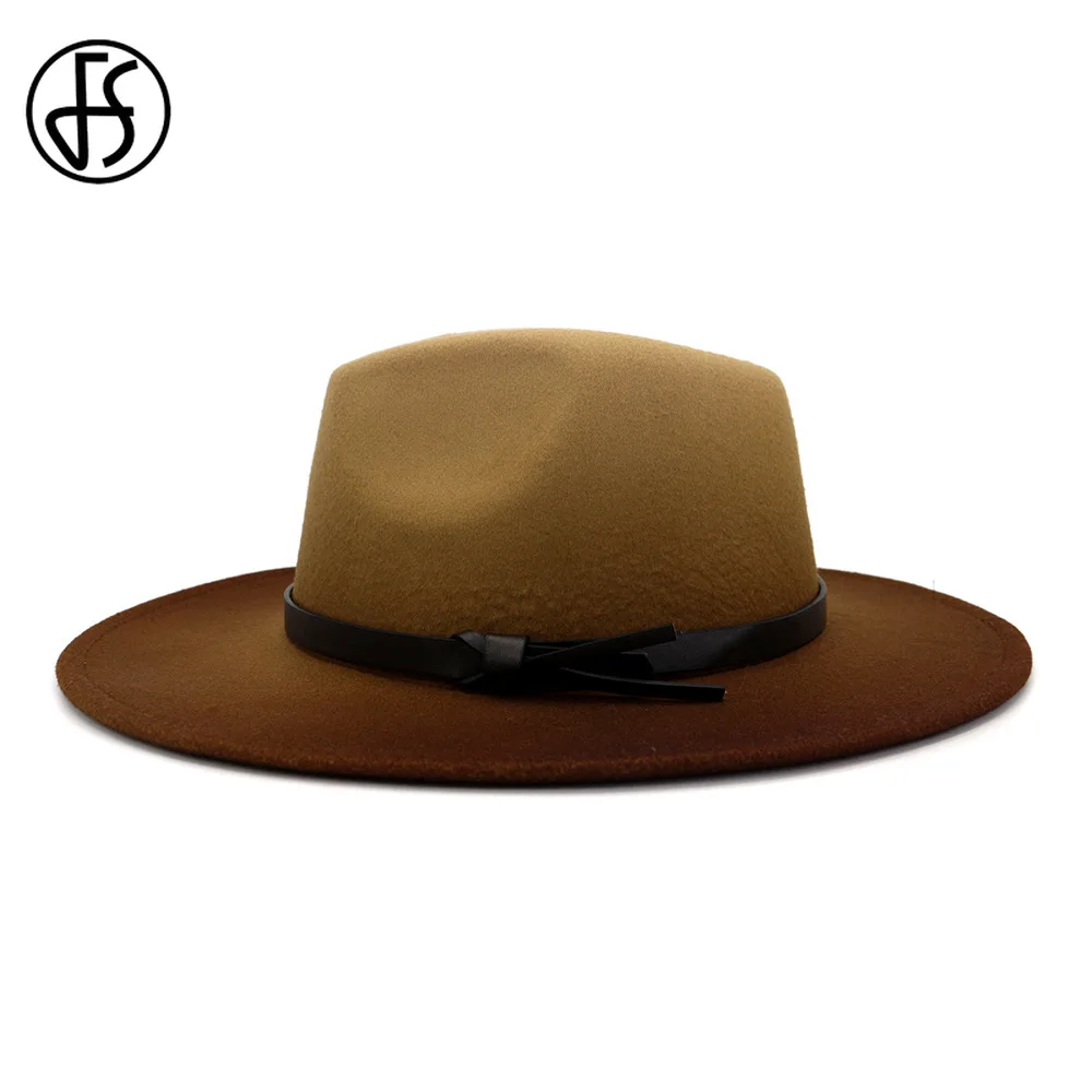 Мужская/Женская шерстяная фетровая шляпа FS ковбойская трилби с широкими полями