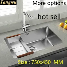 Стандартный индивидуальность кухня ручная раковина одинарная мойка пищевой нержавеющей стали 304 из нержавеющей долговечной стали Лидер продаж 75x45 см