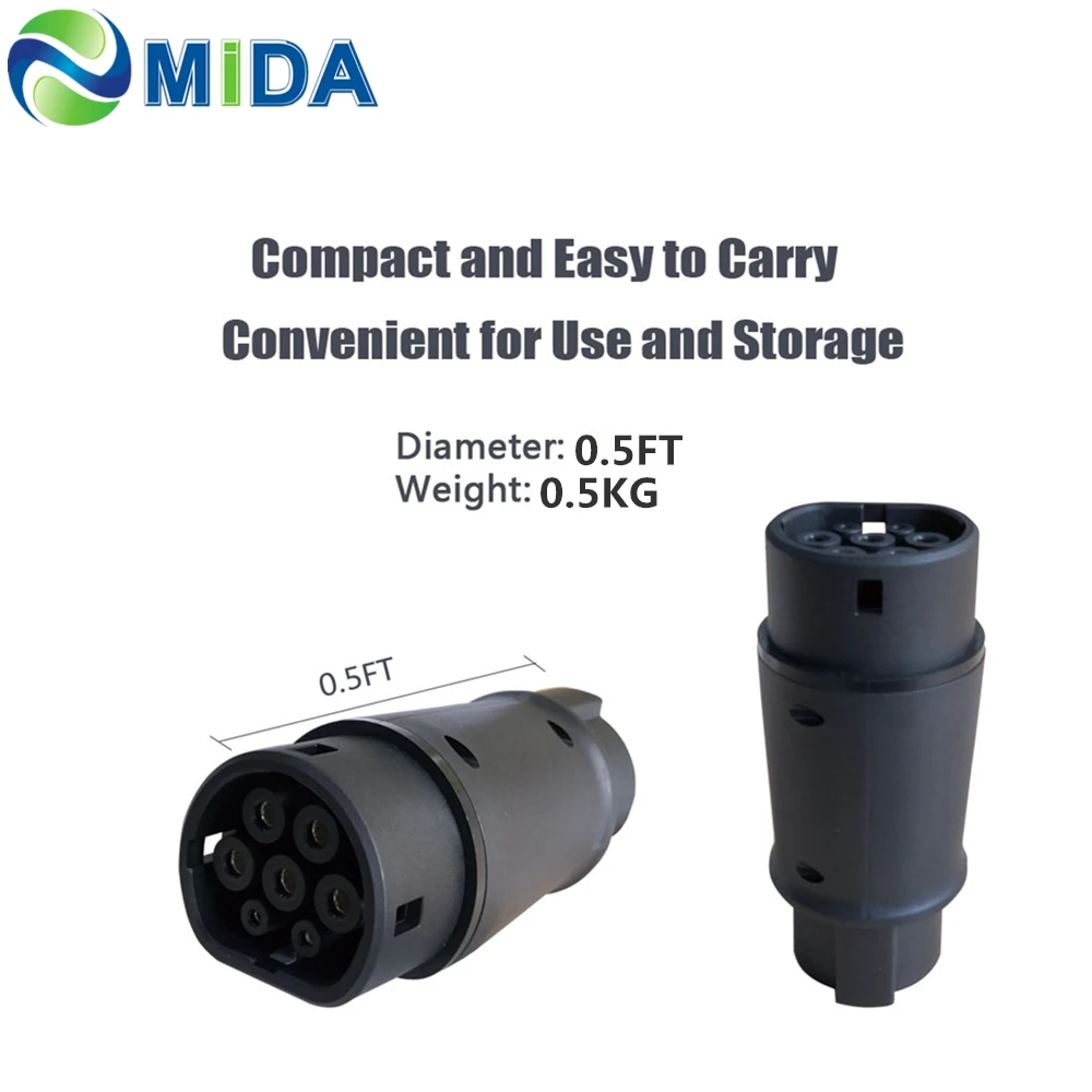  DUOSIDA EVSE Adaptor 32Amp SAE J1772 Connector EV Charger Type 1 to Type 2 EV Adapter Electric Vehi