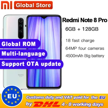 

Global ROM original Xiaomi Redmi Note 8 pro 6GB 128GB MTK Helio G90T Smartphone 4500mAh 64MP Quad Rear Camera 6.53" 18W