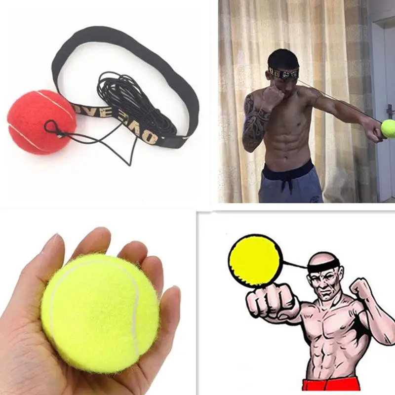 Бои эластичный мяч с головным браслетом для тренировки скорости реакции бокса удар упражнения - Цвет: Красный