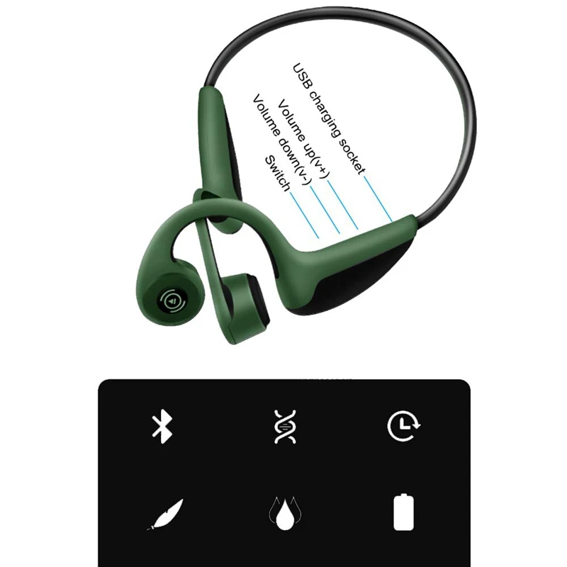 Z8 гарнитура Bluetooth 5,0 гарнитура с костной проводимостью Беспроводная спортивная Гарнитура с поддержкой громкой связи