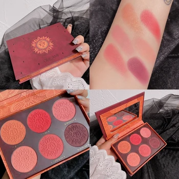 

6 Colors Face Blusher Powder Rouge Makeup Cheek Blusher Palette Natural Face Blush Powder Contour Highlighter Bronzer Palette