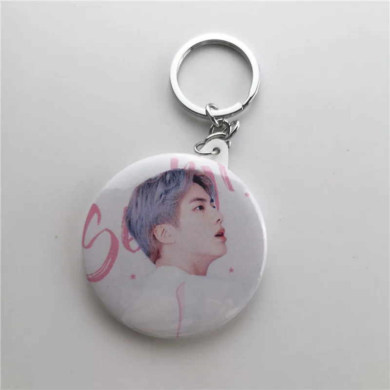 SUGA KPOP Bangtan Boys карта души Persona круглый брелок для ключей, брелок для ключей, двойными бортами мини зеркало Love Yourself карта души Persona - Цвет: SUGA