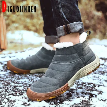 

High Quality Men Shoes Keep Warm Winter Leather Boots Men's Comfort Boots Men Lace-up Ankle Woodland Non-slip Black Large Size