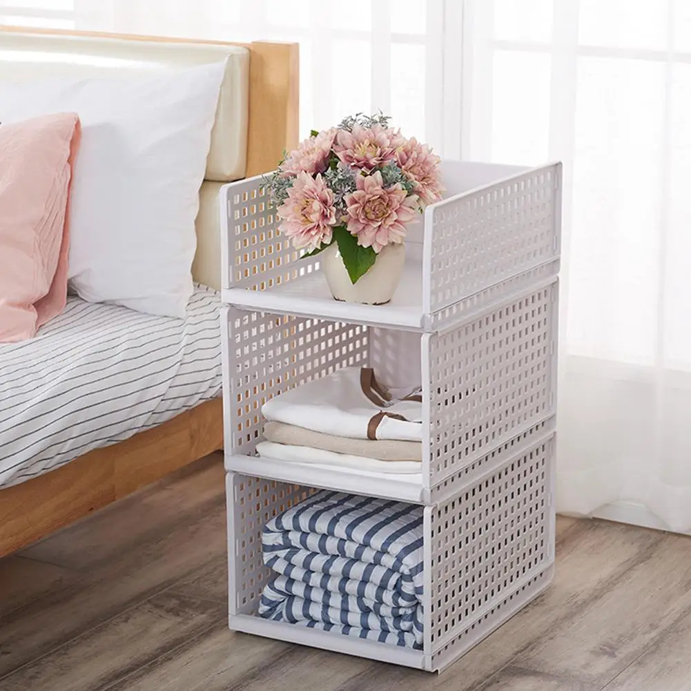 Metermall Foldable Stackable Drawer Type Storage Basket For