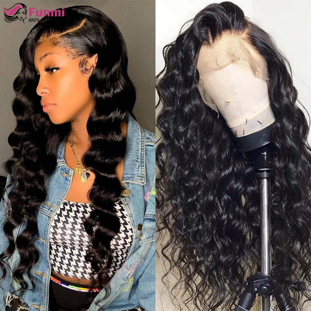 Pelucas de cabello humano peruano ondulado para mujeres negras, pelo Remy sin pegamento, con cierre de encaje frontal, 4x4