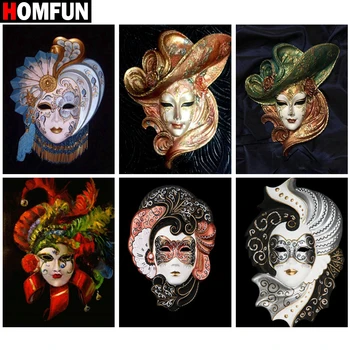 

HOMFUN Diamond Painting "Mask landscape" Cross Stitch Custom Photo Diamond Embroidery Square Round Drill Home Decor