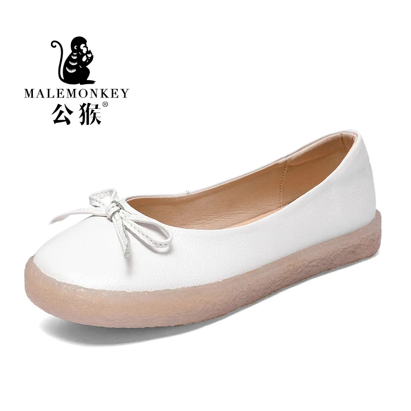 

MALEMONKEY Luxury Brand Designers 2019 New Fashion Women Shoes Comfortable Cute Leather Lady Flat Genuine Leather Moccains Flats