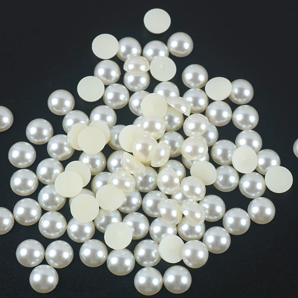 Description Picture 6 of itemImitation Pearl ABS Plastic Ivory Pearls 2-25mm All Sizes Half Round Loose Bead for Nail Art DIY Craft Garment