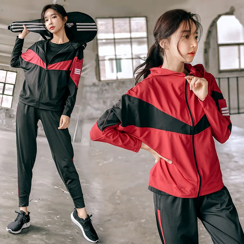 

women sport suit tracksuit loose hoodie jacket yoga top sweatshirt pant running jogger fitness gym casual clothiing sweatsuit