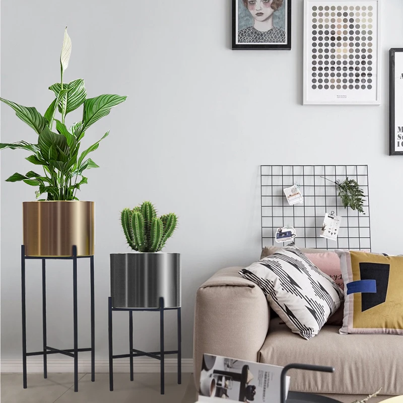 

Nordic Creative Round Gold Iron Wrought Iron Bracket Flower Pots Floor Flower Stand Home Decorations Houseplant Flower Pots