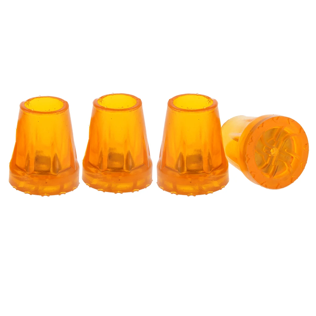 Pack of 4 Professional Anti Slip End Crutch Cane Rubber Leg Feet Tips Walking Stick Crutch Cane Replacement - Orange, Dia 1 inch