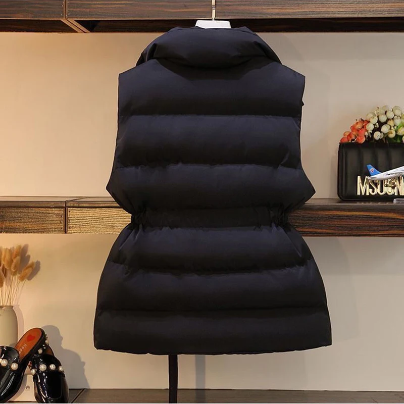 maxi puffer coat Winter 2021 Plus Size 2XL Women Vest New Harajuku Loose Vest Jacket Fashion High Waist Cotton Belt Vest Coat petite long puffer coat