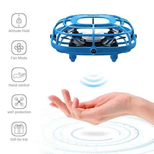 UDIRC Flying Ball Drone for Kids Blue Hand Operated Mini Drone Toys for Boys or Girls with Fan Mode 