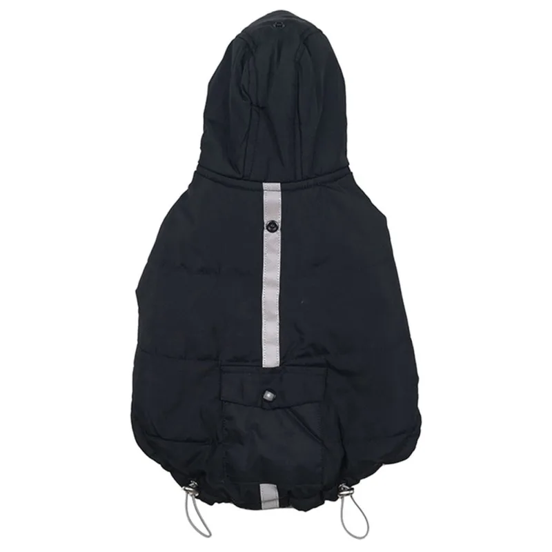 

Dog Winter Warmth With Polyamide Button Reflective Vest Black Cotton Coat