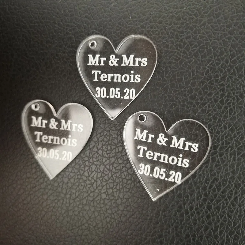 50 шт. персонализированные Выгравированные Mr& Mrs акриловые Любовь Сердце Свадебная вечеринка Таблица центральные украшения сувениры тег