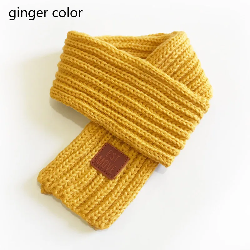 ginger color Зимний шарф для детей, мягкий вязаный зимний шарф для мальчиков и девочек, детские шарфы, шейный платок, однотонный вязаный шерстяной шарф - Цвет: ginger color