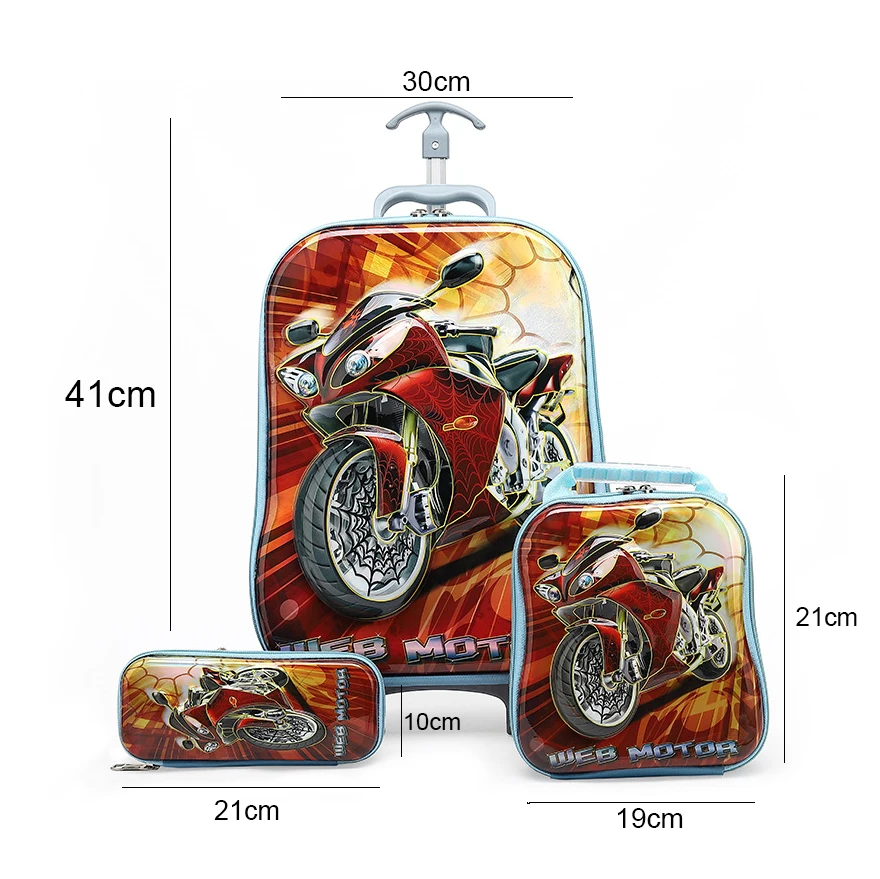 Maleta para niños en 3D, mochila para niños, mochila para niñas, mochila Multicolor para niños, con ruedas y ruedas, 5 colores - 2