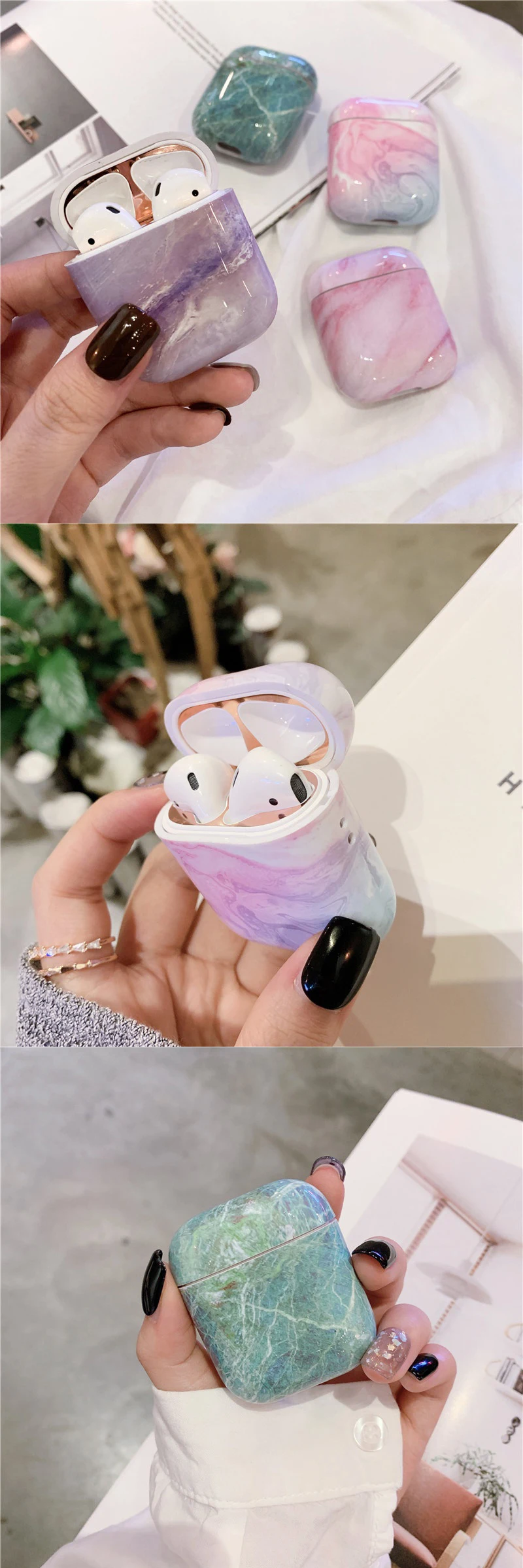 Роскошный Мраморный ПК Bluetooth беспроводной Чехол для наушников для Apple Airpods зарядное устройство коробка ультра-тонкий защитный чехол Funda аксессуары