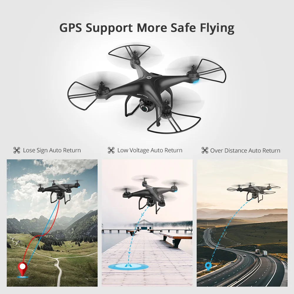 Holy Stone HS120D GPS RC Drone 150 м Wi Fi FPV 1080p HD камера запись голоса Tapfly большой радиус действия