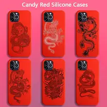 Funda de teléfono de dragón negro de estilo chino para iPhone 12 pro max mini, 11 pro, XS MAX, 8, 7, 6, 6S Plus, X, 5S, SE, 2020, XR, roja