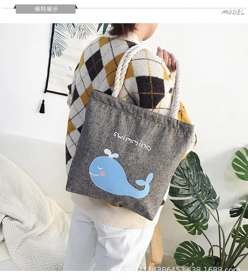Wholesale Summer New Style Korean-style Literature And Art Hipster Canvas Bag Large Capacity Hemp Rope Hemp Fabric Beach Ba