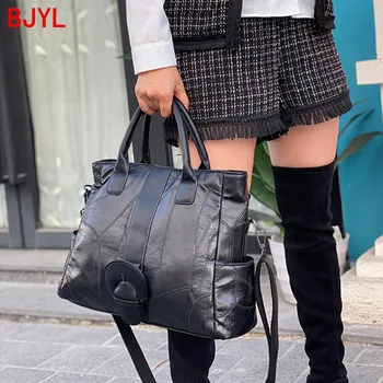 

2020 New Sheepskin Women's Bag Leather Female Handbag Shoulder Messenger Bag Soft Leather Women Big Bags Large Capacity Fashion