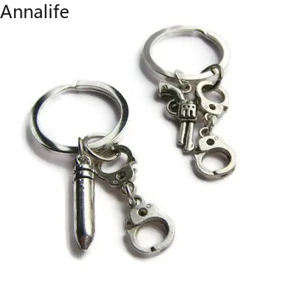 2019 новый лучший брелок лучшему другу пистолет подвеска наручники DIY пули мужские