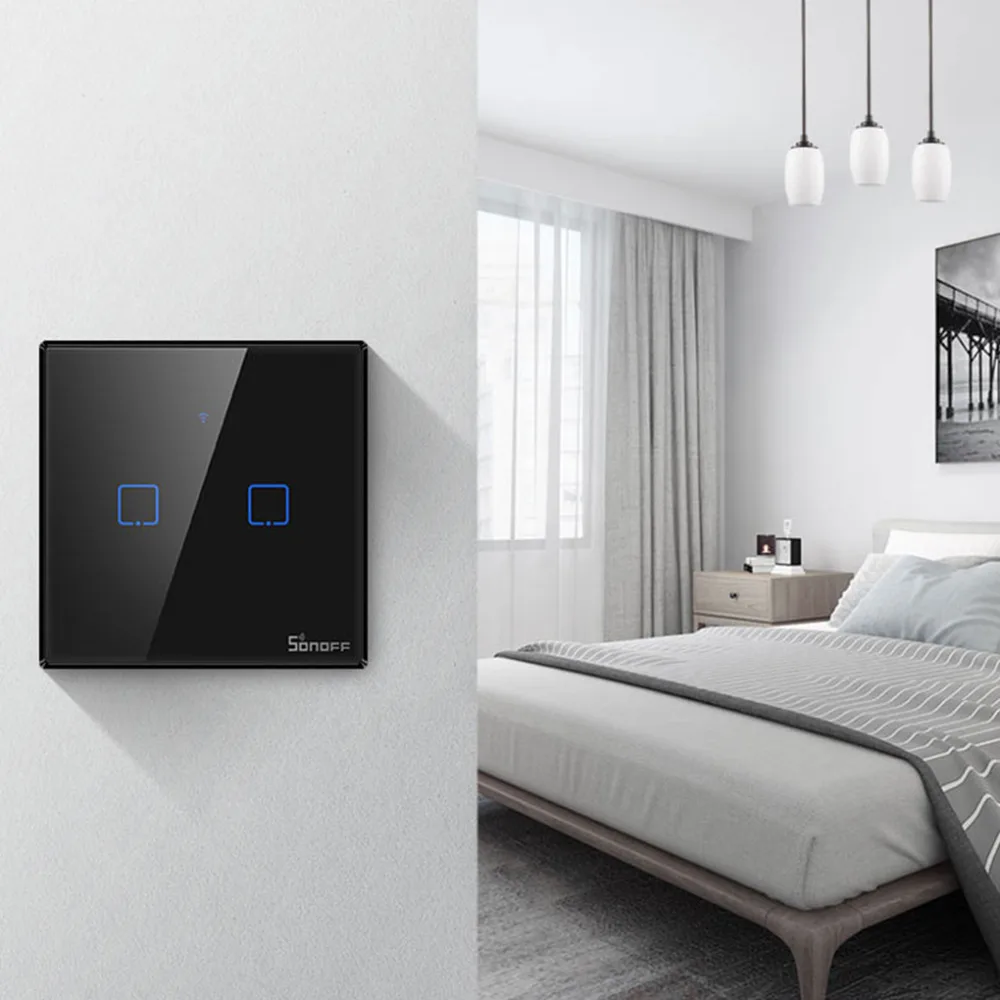 Интеллектуальный выключатель света Sonoff TX T3 UK Smart Wifi RF 433/APP/Touch Управление настенный светильник Переключатель 1/2/3 настенный сенсорный переключатель умный дом пульт дистанционного управления