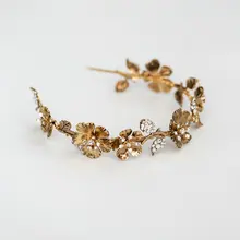 Новое поступление Винтажный Золотой лист Свадебный повязка на голову с розой свадебная прическа аксессуары