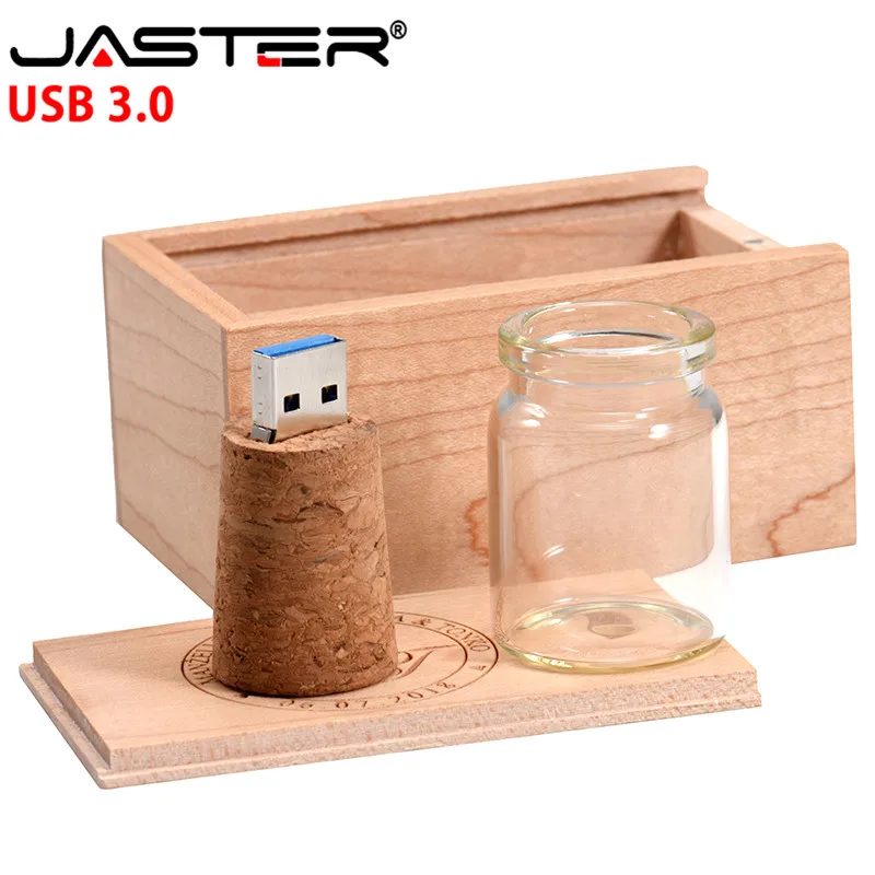 JASTER USB 3 0 деревянная пробковая фритюрная бутылка Флешка 4 ГБ 8 16 32 64 Гб Желая