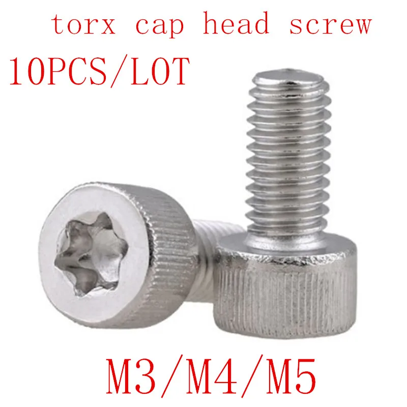 

10pcs/lot M3 M4 M5 Torx cap head screw stainless steel socket torx screw
