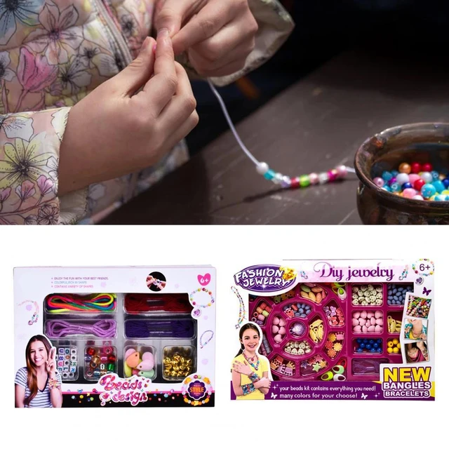 Jouet perlé fait à la main pour enfants, bricolage, perles d'espacement  créatives, artisanat, bracelet exécutif, collier, kit de bijoux, cadeau  jouet pour fille