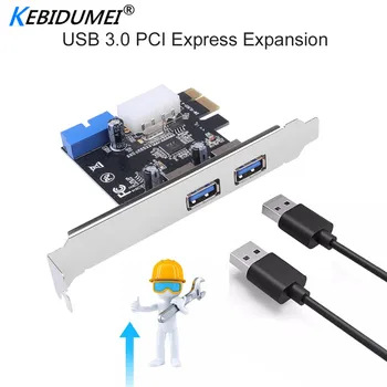 

New USB 3.0 PCI-E Expansion Card Adapter External 2 Port Hub Internal 19pin Header PCI-E Card 4pin IDE Power Connector For PC