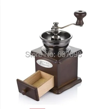 Fxunshi MD-802 household cafe maker machine hand coffee home wooden vintage mill manual coffee bean grinder grind powder