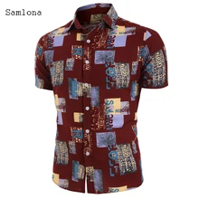 2020 Men Leisure Casual Tops Summer Short Sleeve Beach Shirt Fashion Printed Shirt Blusas Plus size Male Single Breasted Blouse